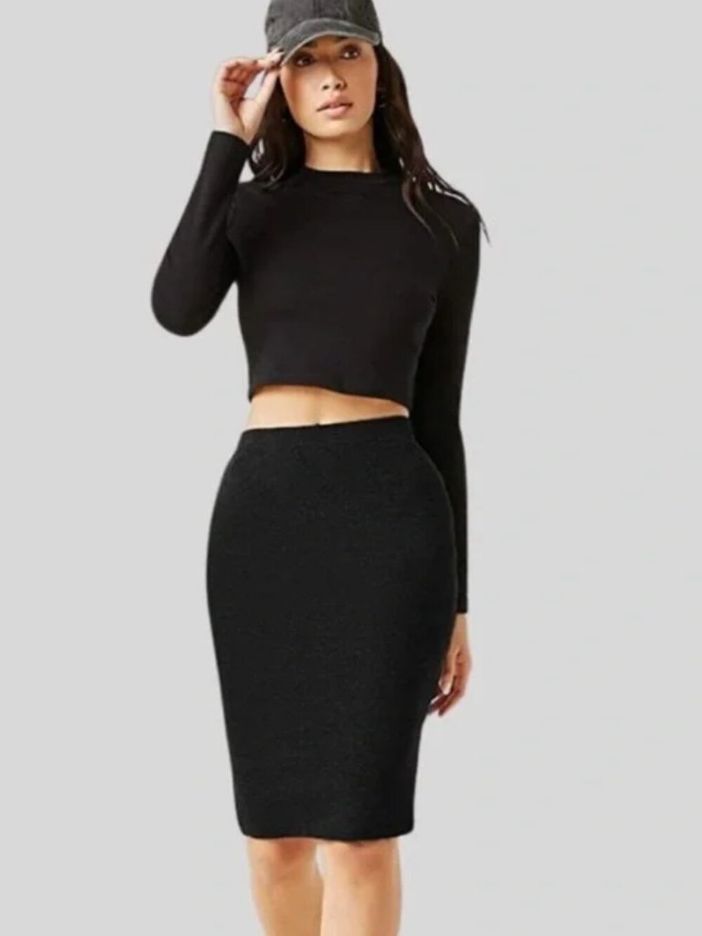 Ganni Textured High-Waisted Stretch Black Pencil Skirt Size Small